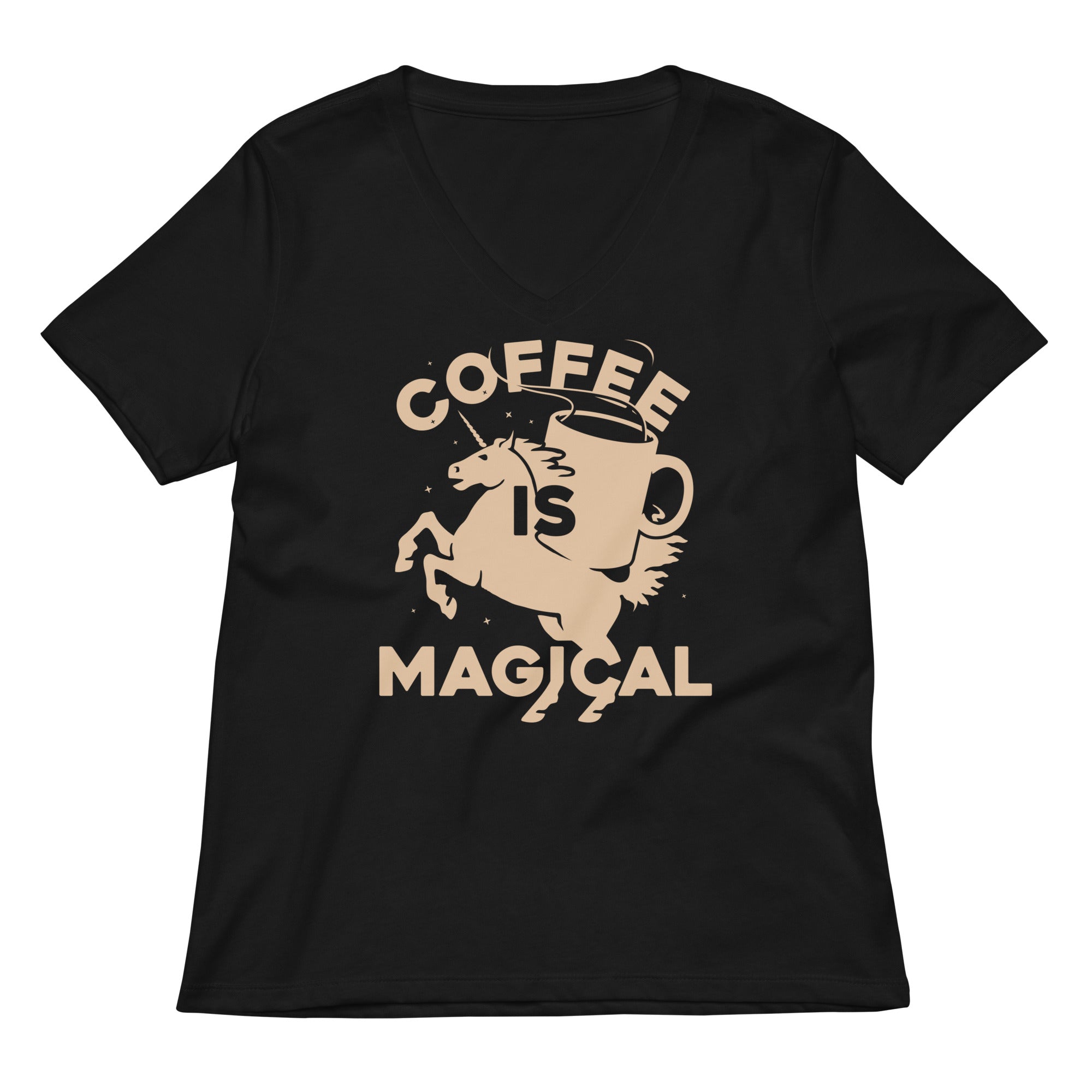 Coffee Is Magical Women S V Neck Tee V Neck T Shirt Premium Print