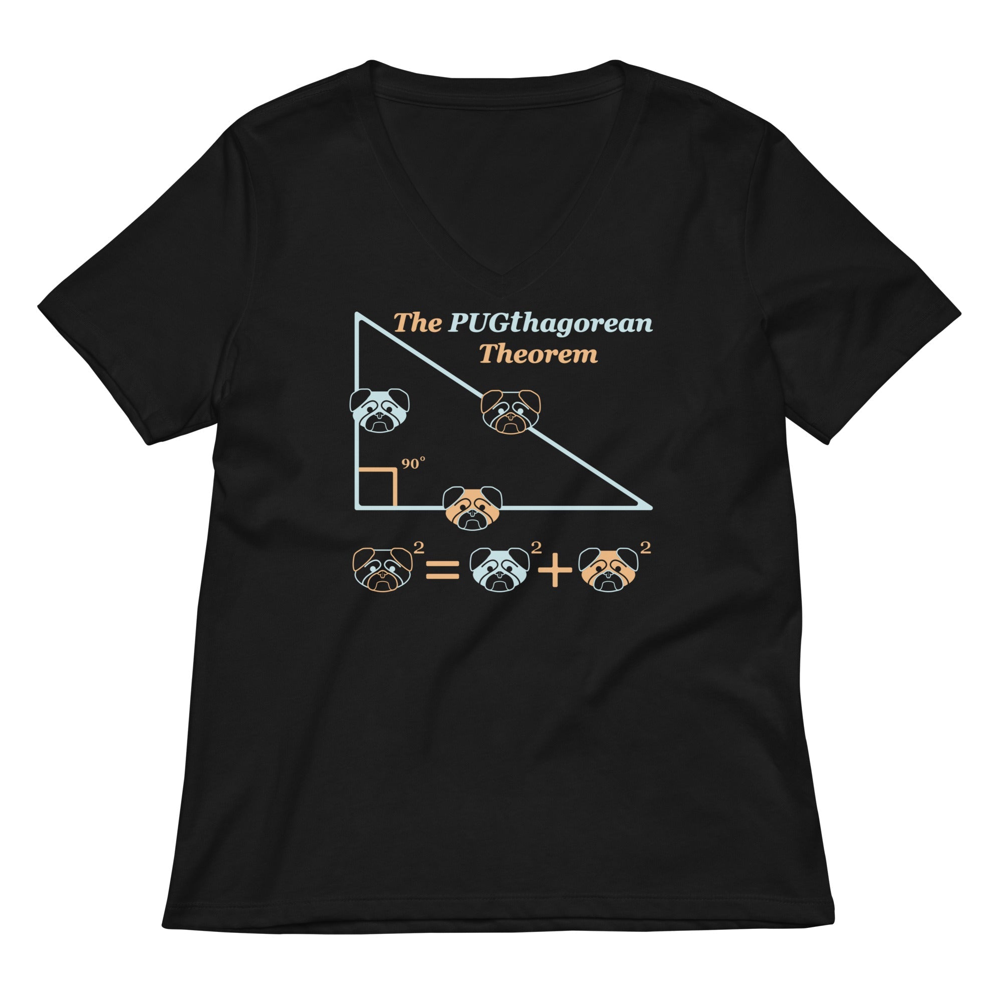 Pugthagorean Theorem Women S V Neck Tee V Neck T Shirt Minimal Style