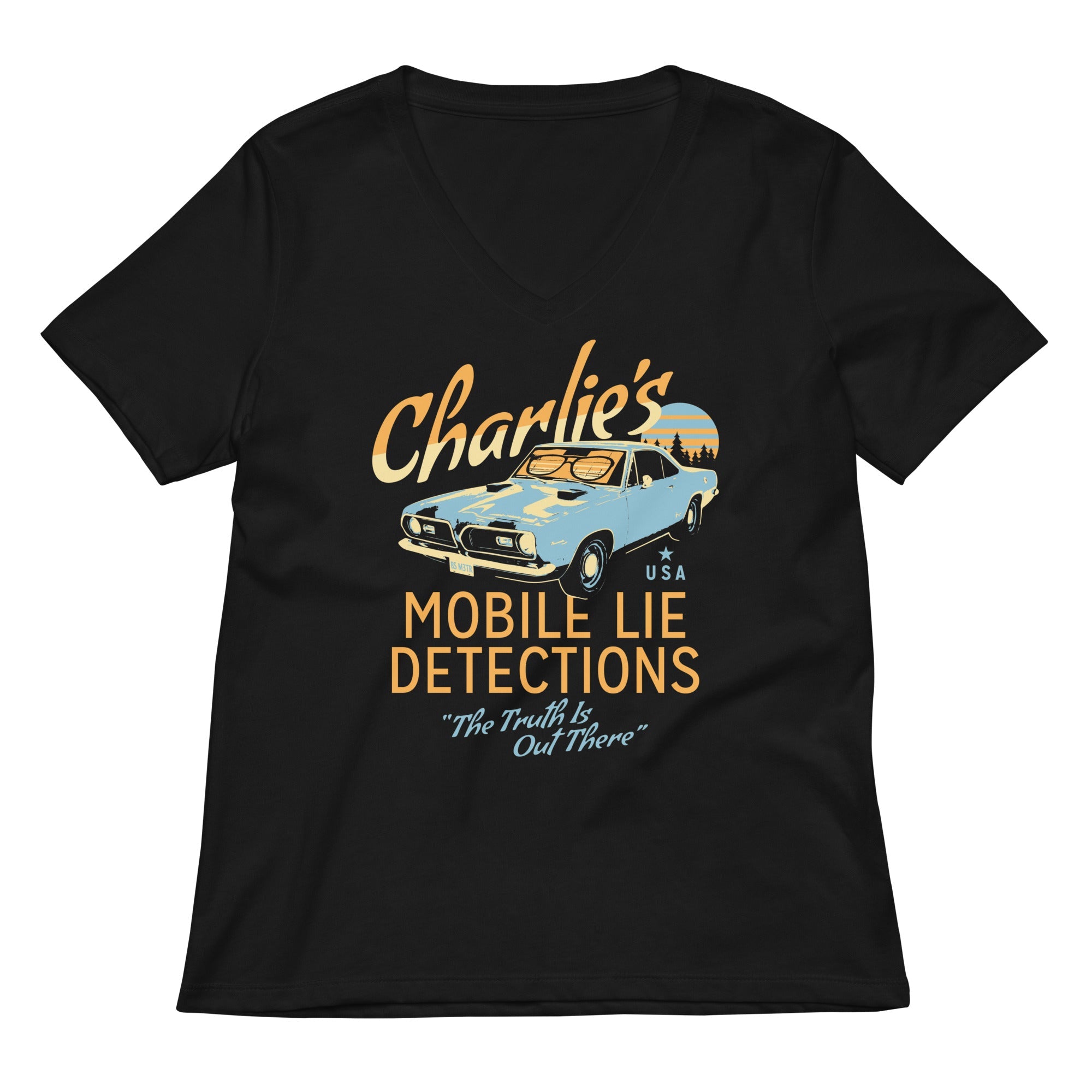 Charlie S Mobile Lie Detection Women V Neck Tee V Neck T Shirt Minimal Style