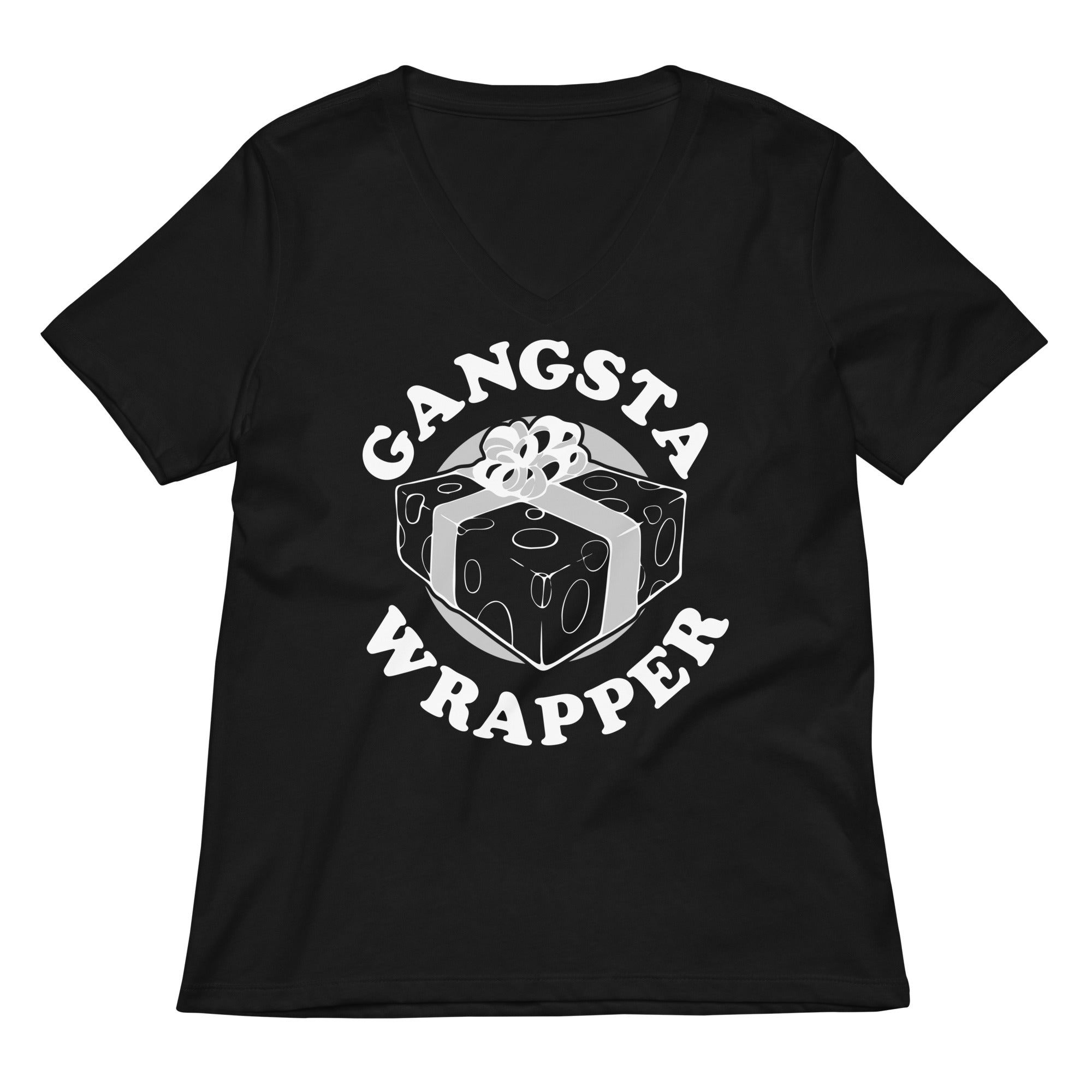 Gangsta Wrapper Women S V Neck Tee V Neck T Shirt US Trend