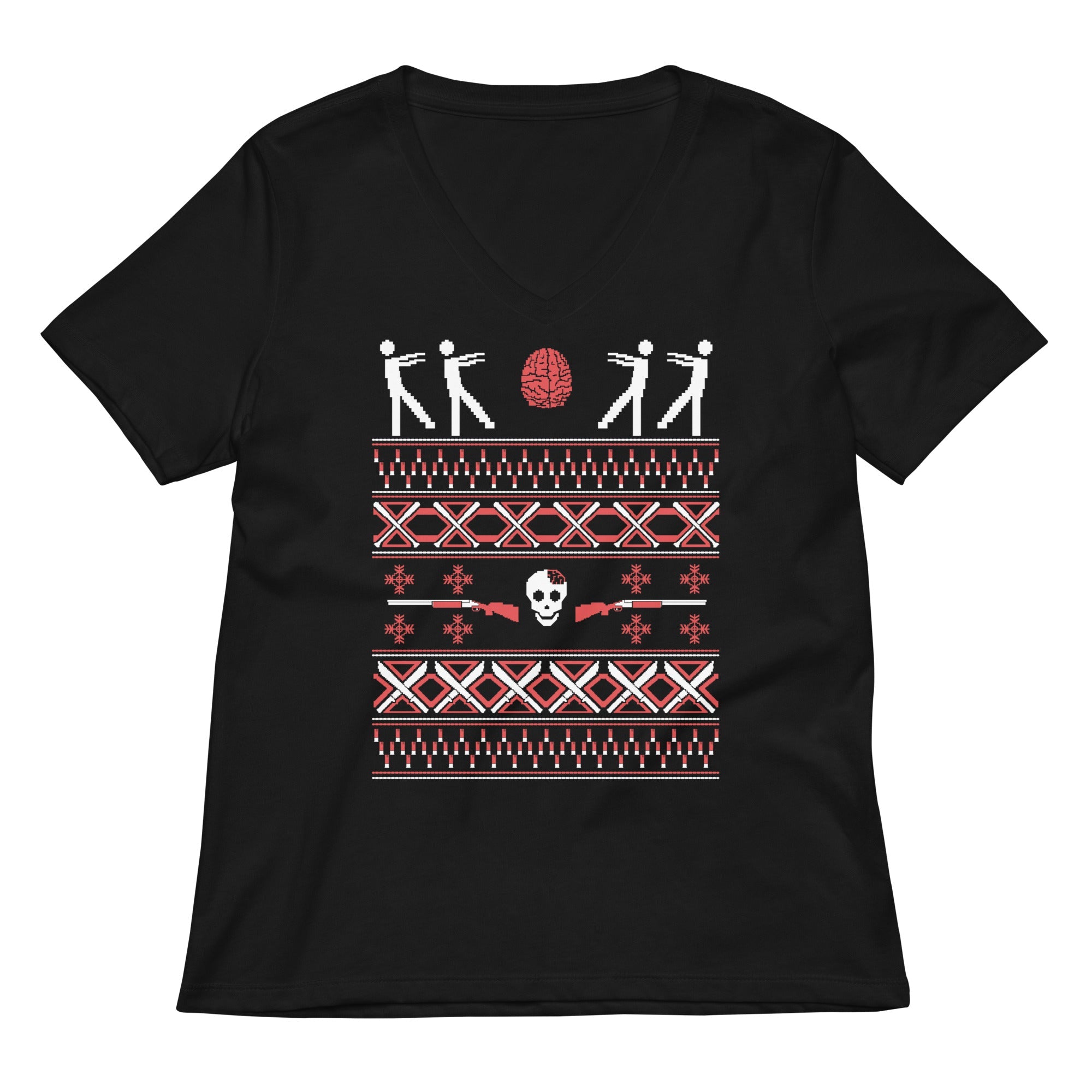 Zombie Christmas Sweater Women S V Neck Tee Gift Ready