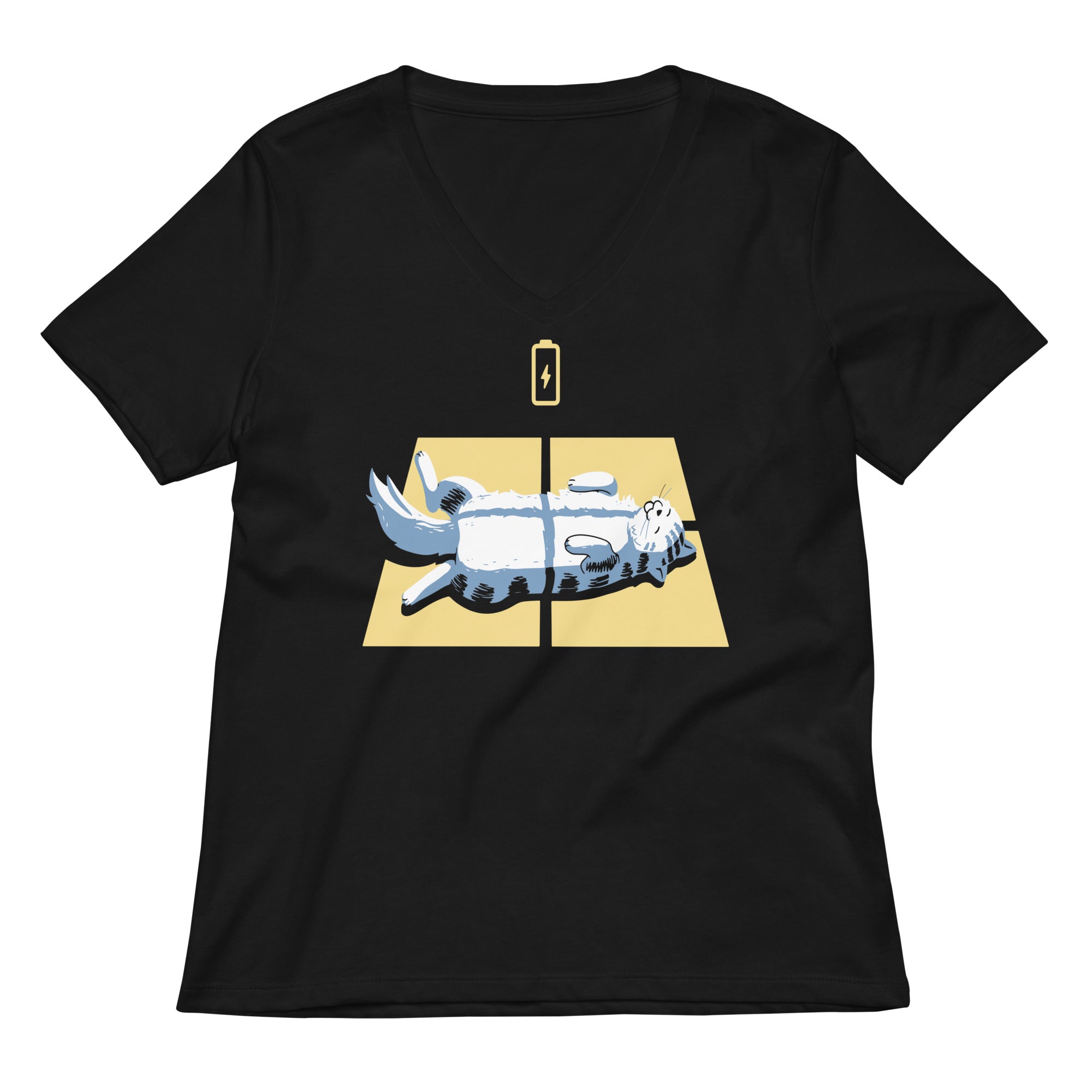 Solar Charging Women S V Neck Tee V Neck T Shirt US Trend
