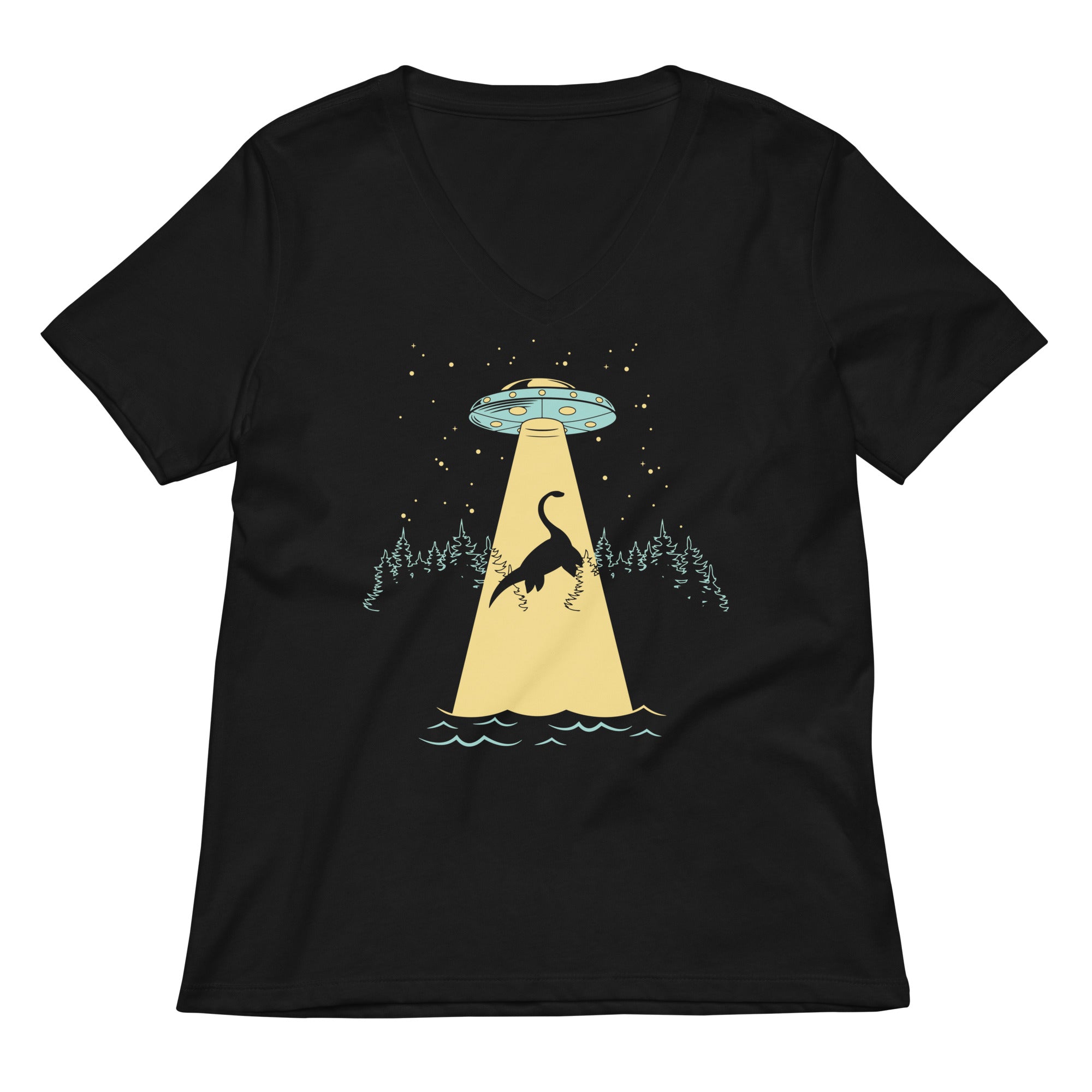 Nessie Abduction Women S V Neck Tee V Neck T Shirt US Trend