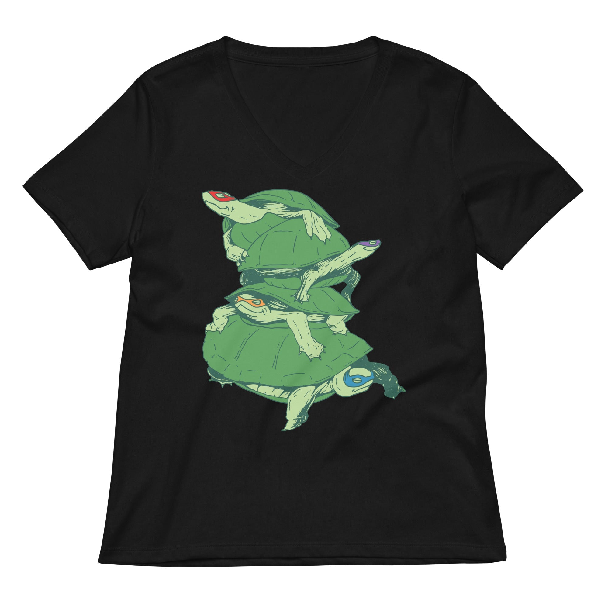 Masked Turtles Women S V Neck Tee V Neck T Shirt Everyday Wear