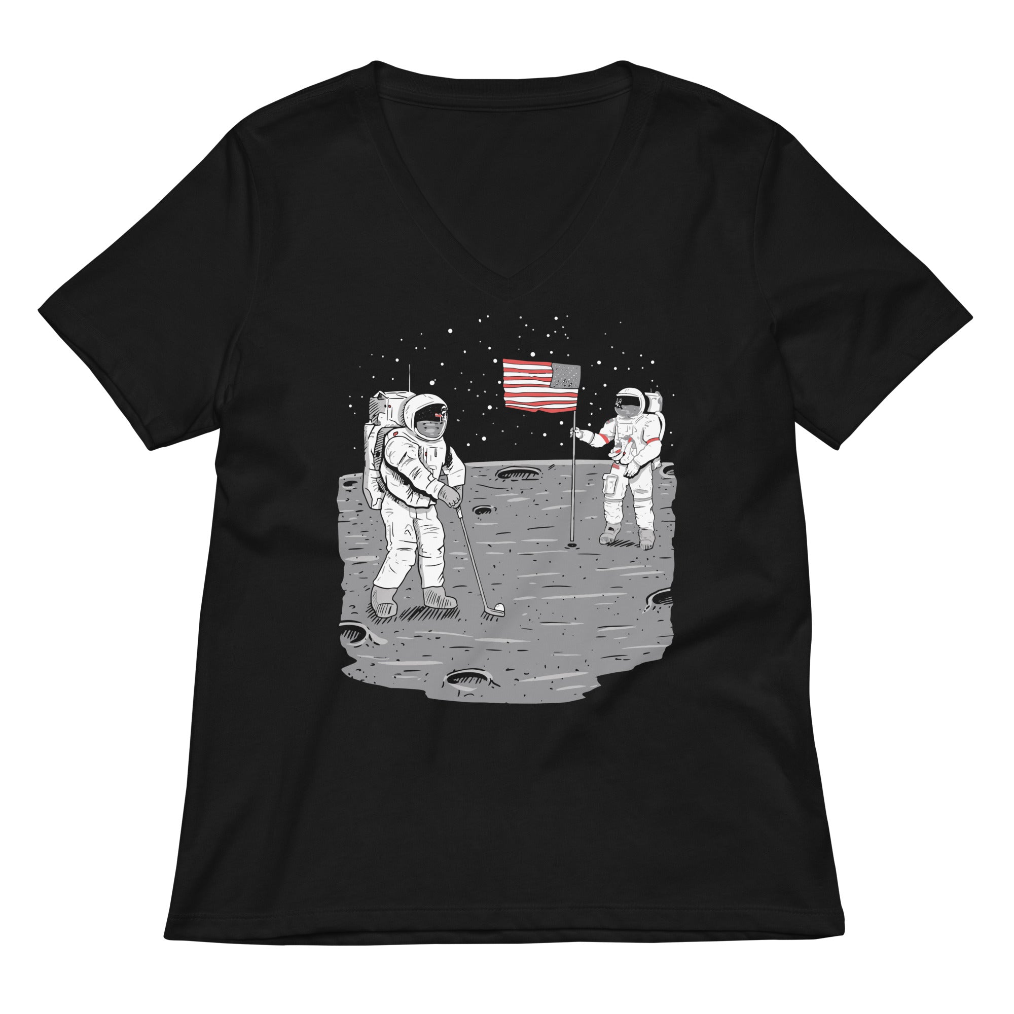 Moon Golf Women S V Neck Tee V Neck T Shirt Clean Design