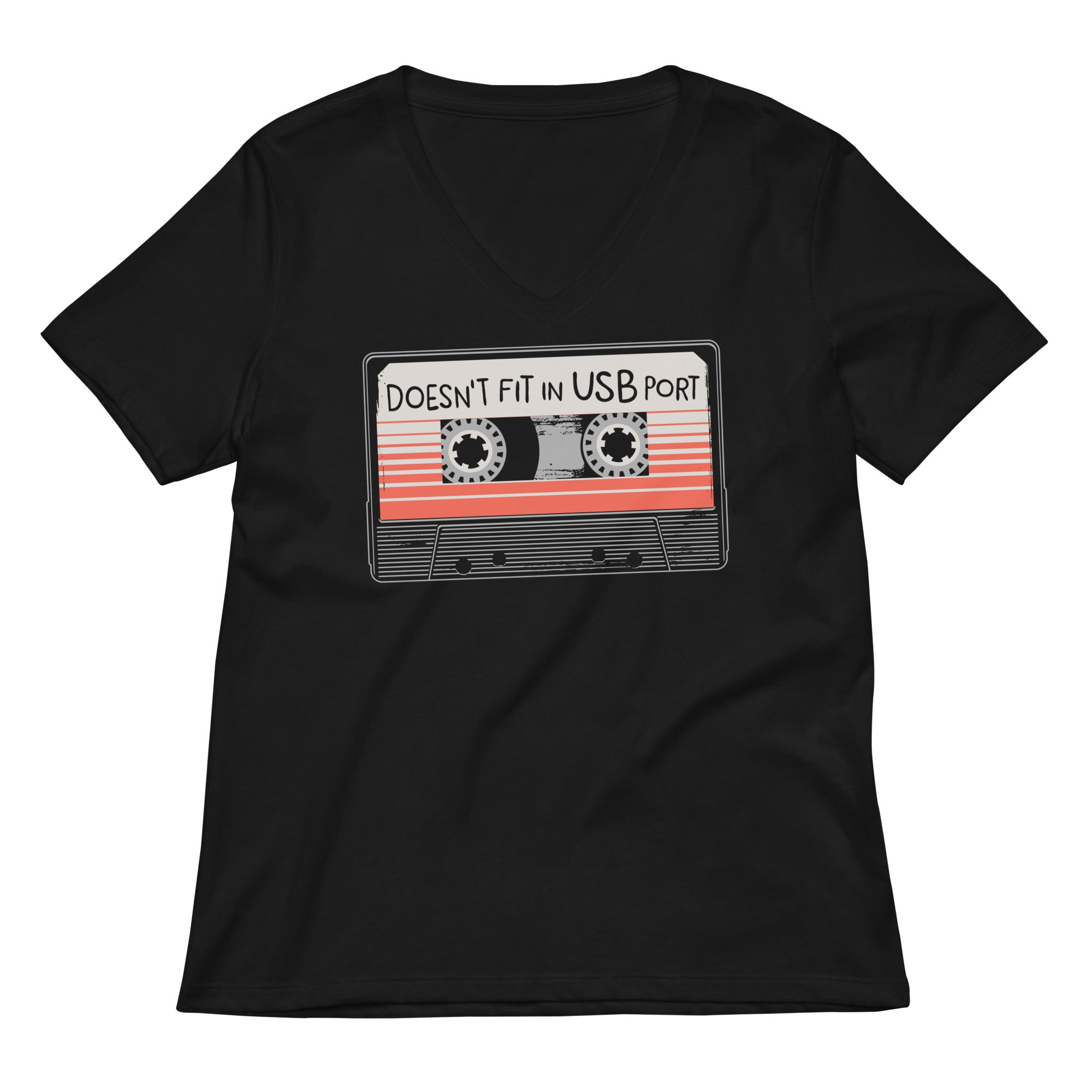 Doesn T Fit In Usb Port Women S V Neck Tee V Neck T Shirt Premium Print