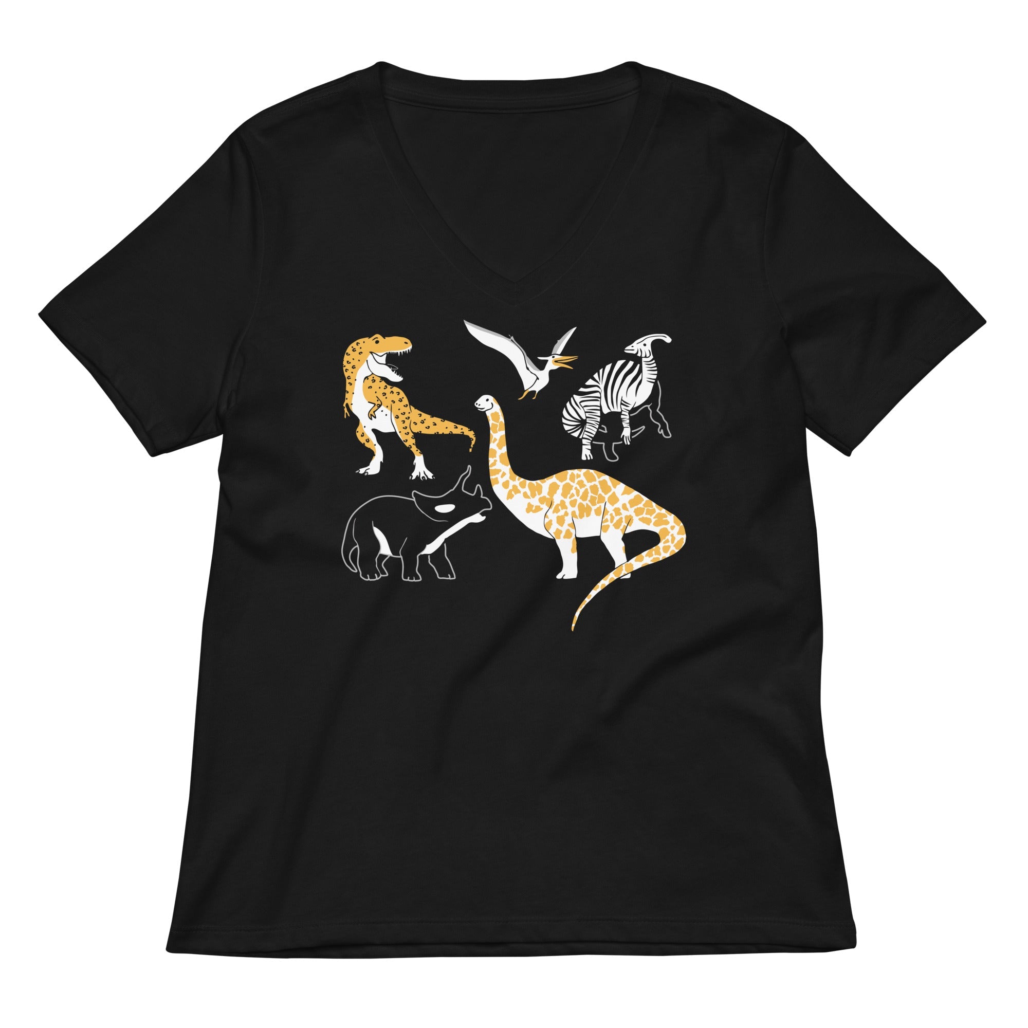 Dino Prints Women S V Neck Tee V Neck T Shirt Everyday Wear