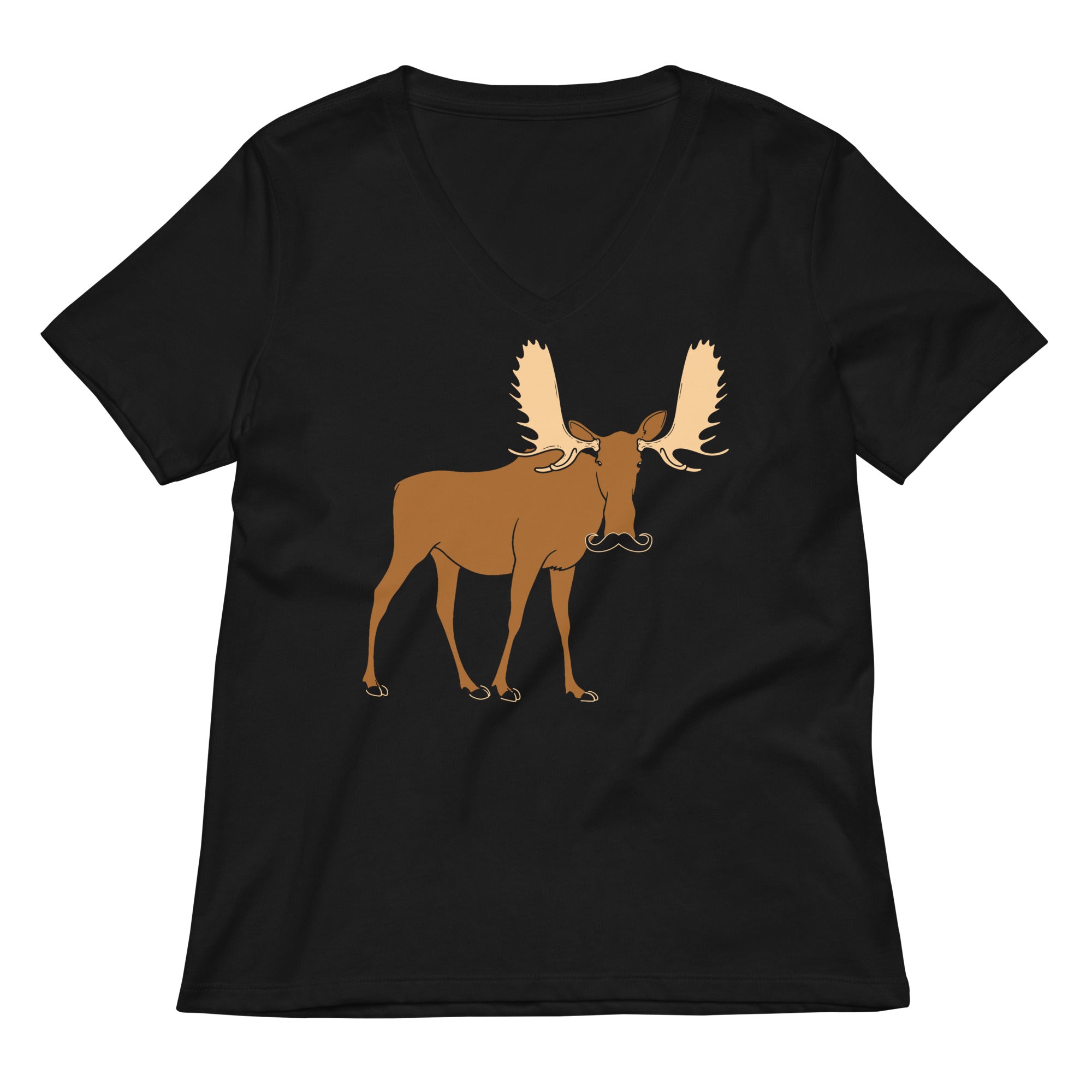 Moosestache Women S V Neck Tee V Neck T Shirt Premium Print