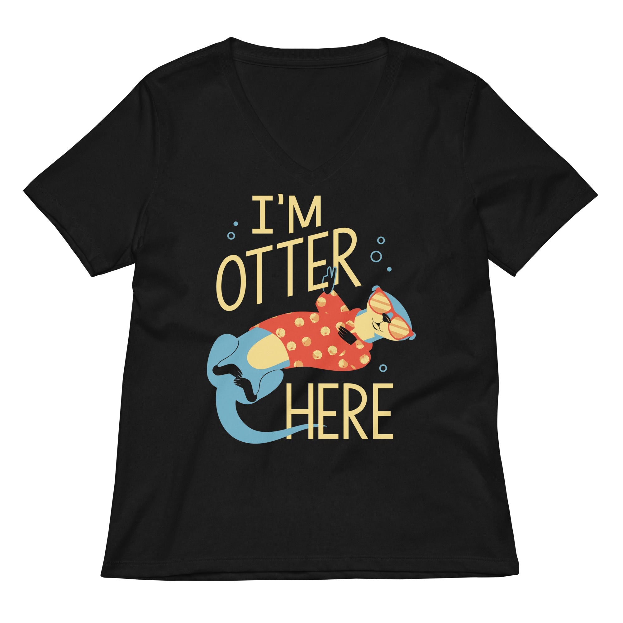 I M Otter Here Women S V Neck Tee V Neck T Shirt Minimal Style
