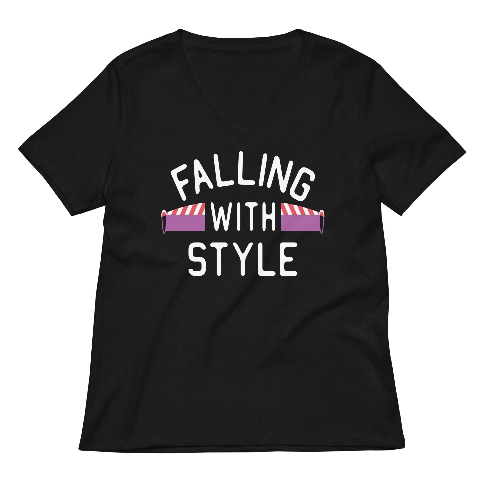 Falling With Style Women S V Neck Tee V Neck T Shirt Premium Print