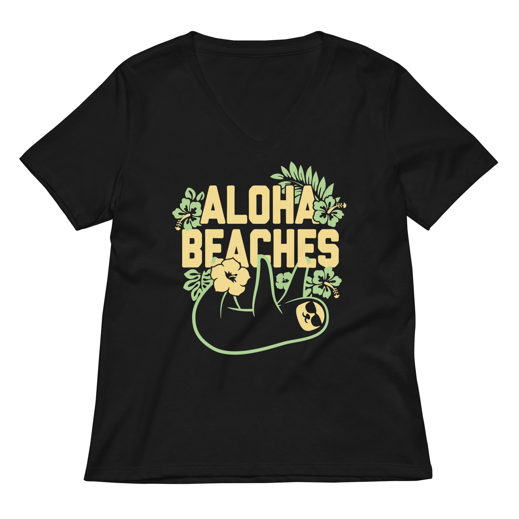 Aloha Beaches Women S V Neck Tee V Neck T Shirt Premium Print