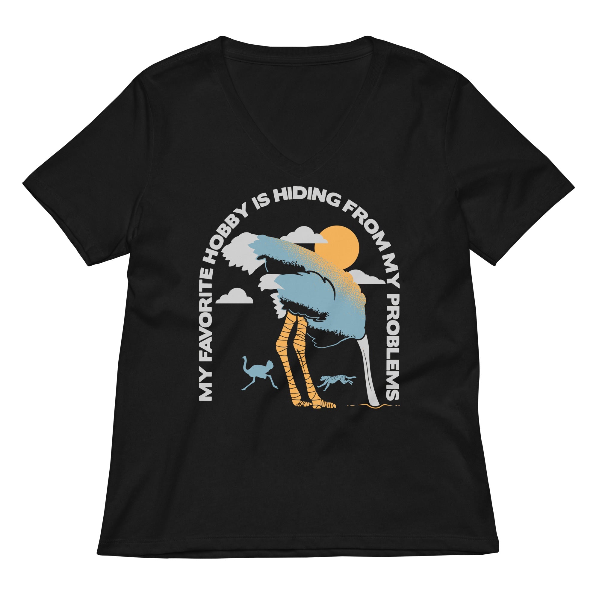 My Favorite Hobby Is Hiding From Problems Women S V Neck Tee V Neck T Shirt Clean Design