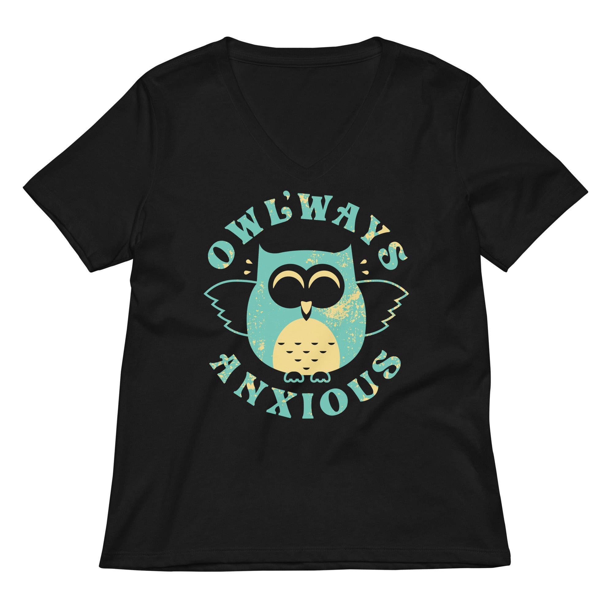 Owlways Anxious Women S V Neck Tee V Neck T Shirt US Trend