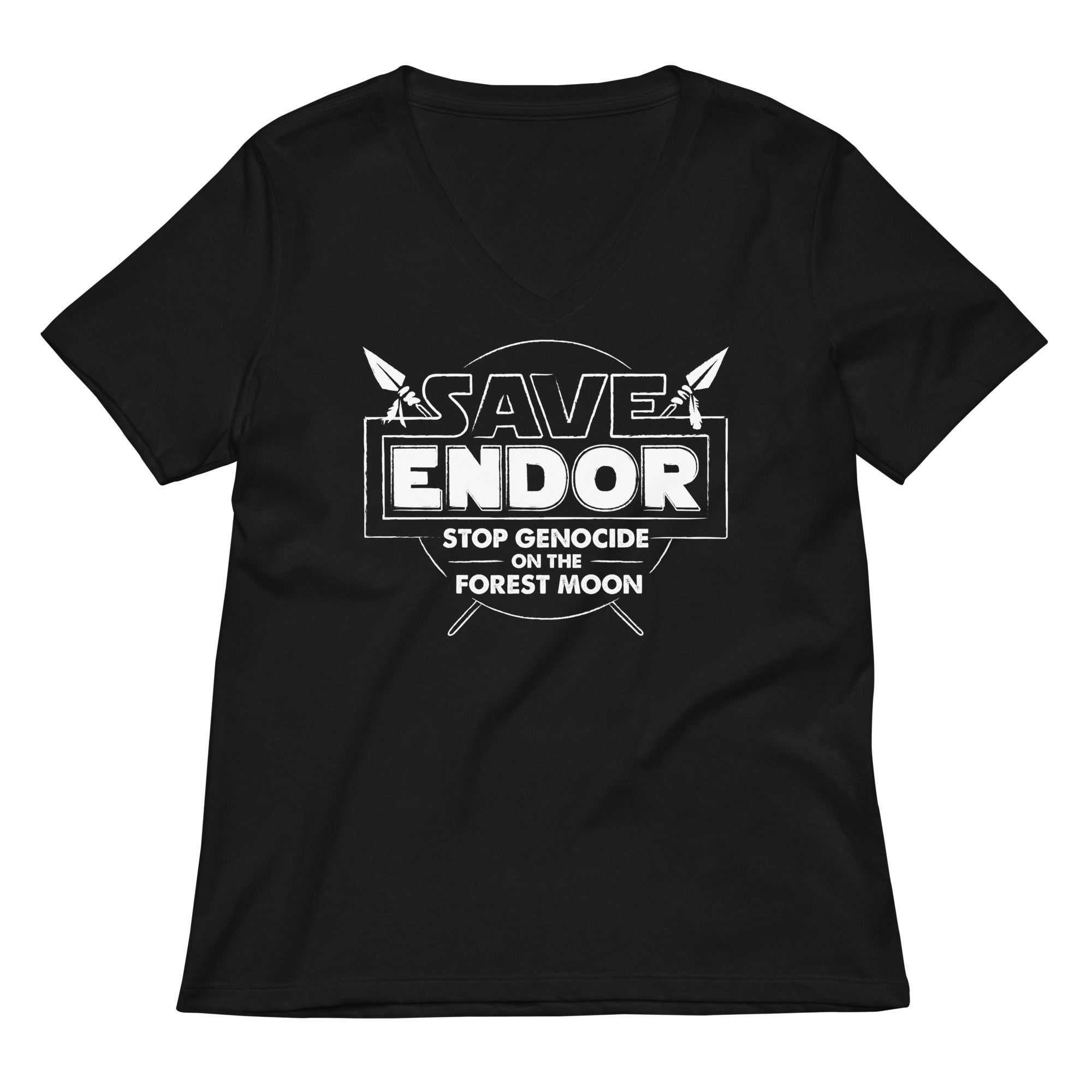 Save Endor Women S V Neck Tee V Neck T Shirt Premium Print