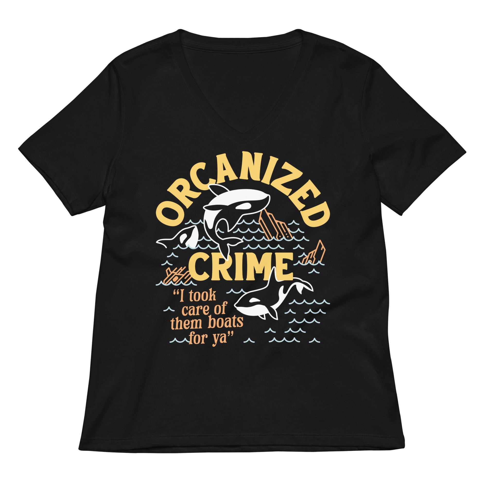 Orcanized Crime Women S V Neck Tee V Neck T Shirt Premium Print
