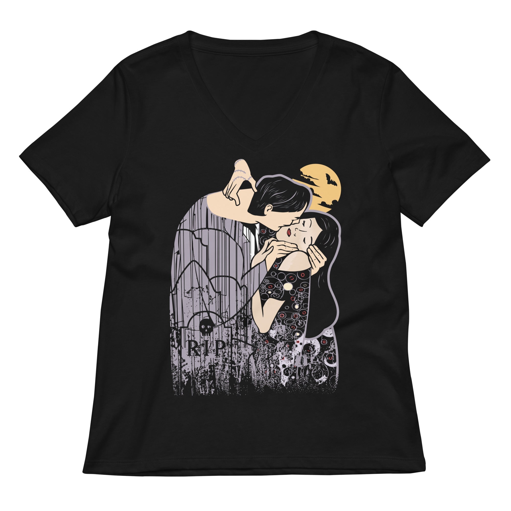 Kooky Spooky Kiss Women S V Neck Tee V Neck T Shirt US Trend