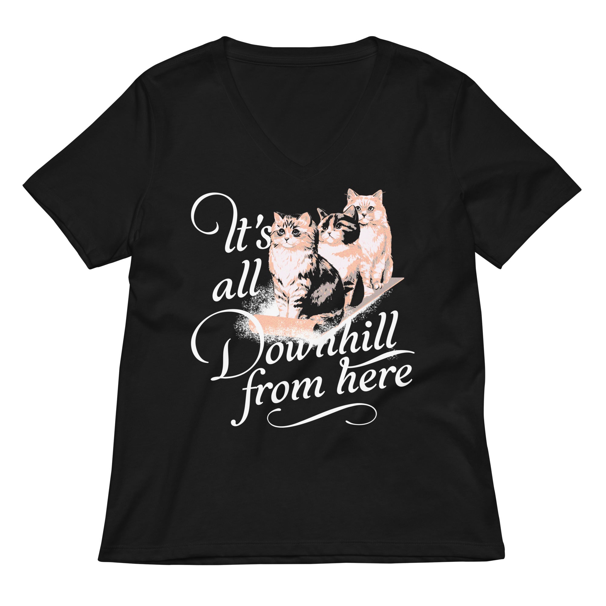 It S All Downhill From Here Women V Neck Tee V Neck T Shirt Minimal Style