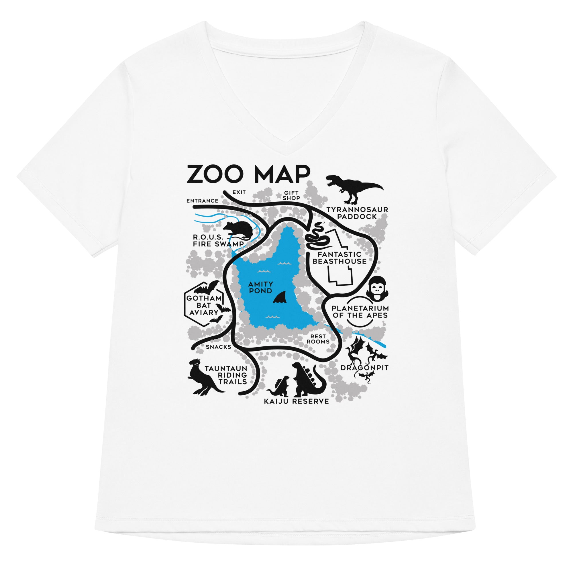 Zoo Map Women S V Neck Tee V Neck T Shirt Premium Print