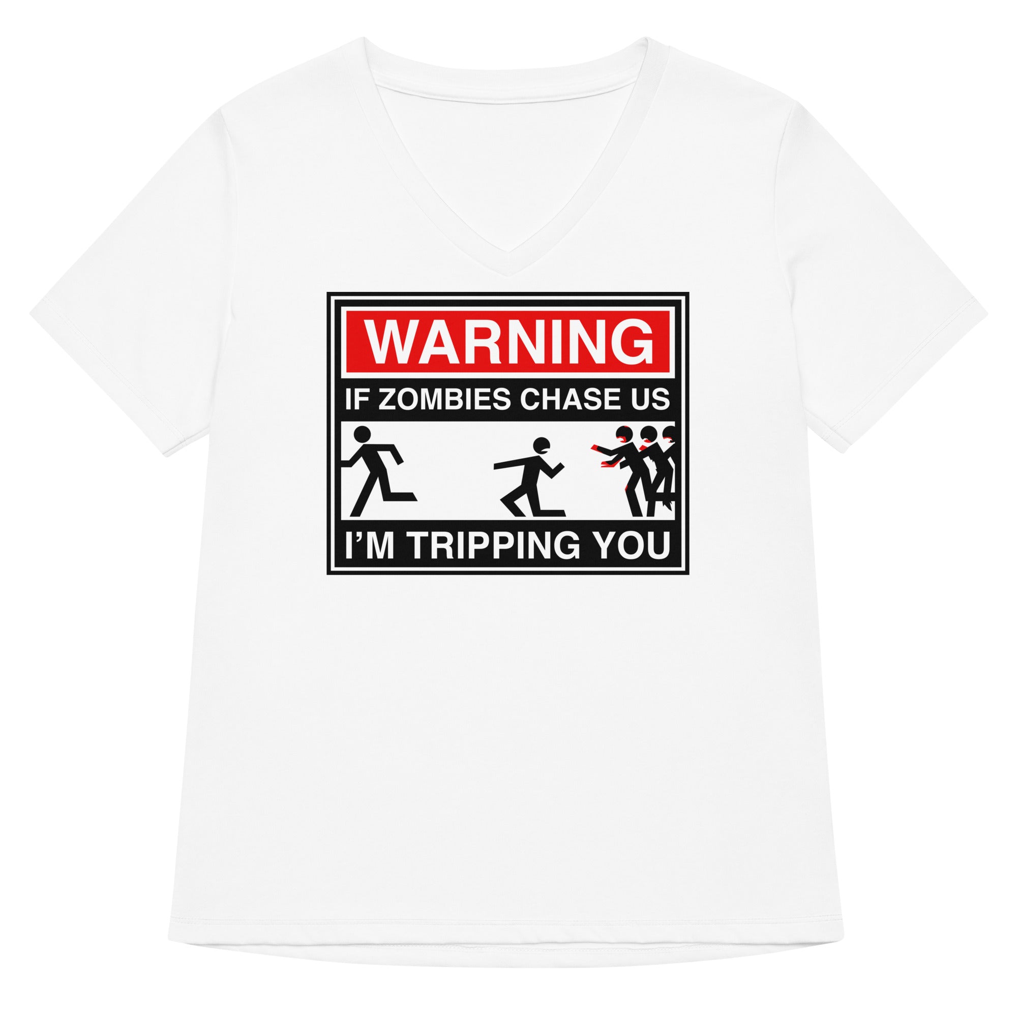 If Zombies Chase Us Women S V Neck Tee V Neck T Shirt US Trend